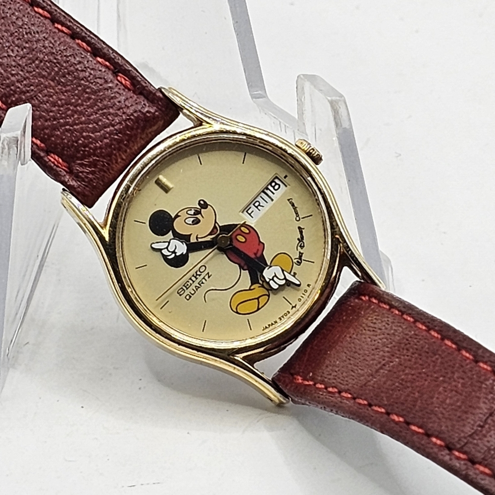 1990's Women's Seiko Mickey Mouse BY03-0049 Gold Wristwatch Untested
